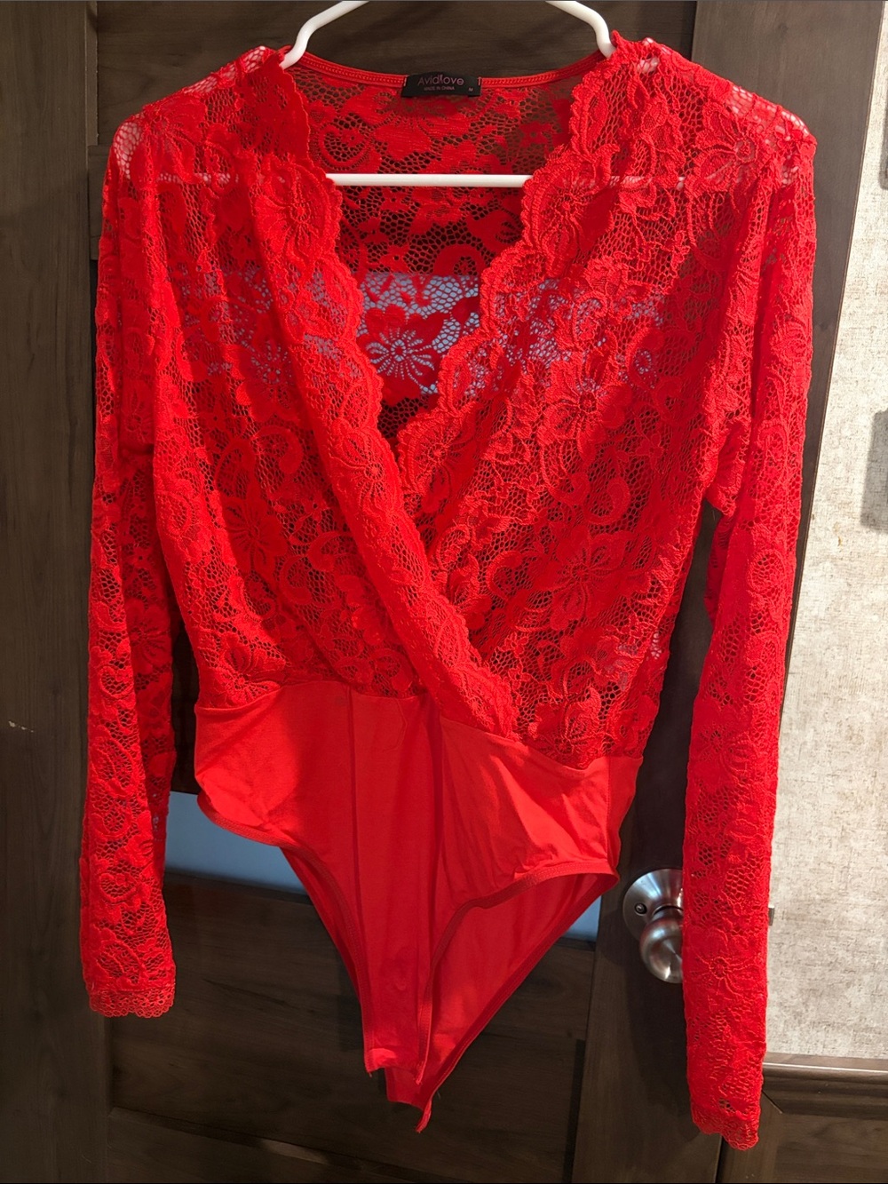 Red Lace Wrap Bodysuit